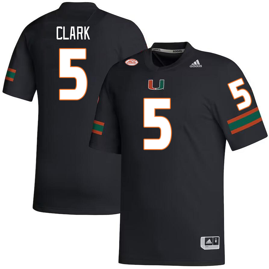 Men #5 C.J. Clark Miami Hurricanes College Football Jerseys Stitched-Black